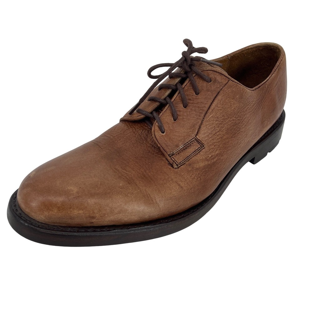 Frye Oxford Shoes Mens 12 D Cognac Good Leather Lug Sole Derby 3480816